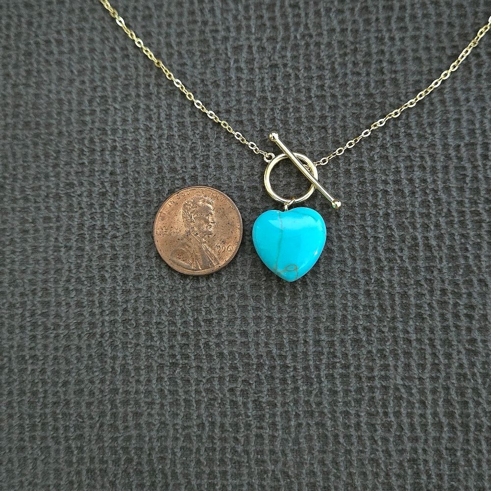 Blue Jade Heart🩵 Pendant Toggle Necklace - NWT - Picture 8 of 16